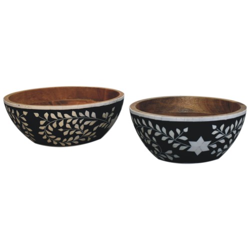 Floral Resin Inlay Bowl Set Floral Resin Inlay Bowl Set