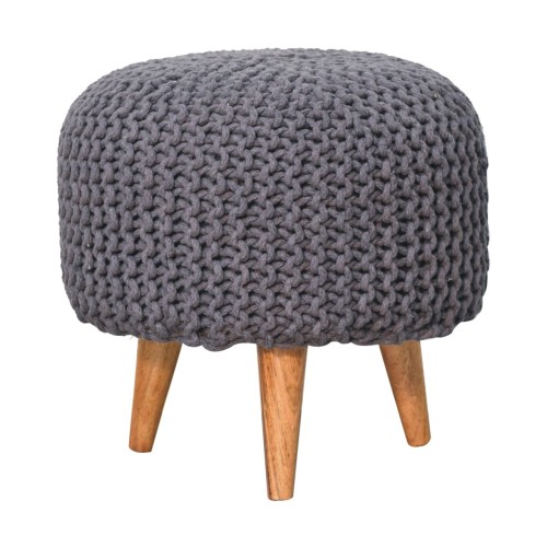 Keeva Grey Round Footstool Keeva Grey Round Footstool