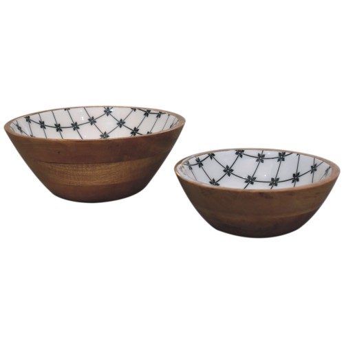 2x Lacquered Flower Bowl Set 2x Lacquered Flower Bowl Set