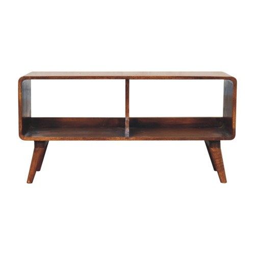 Curved Chestnut Double Slot Media Unit Curved Chestnut Double Slot Media Unit