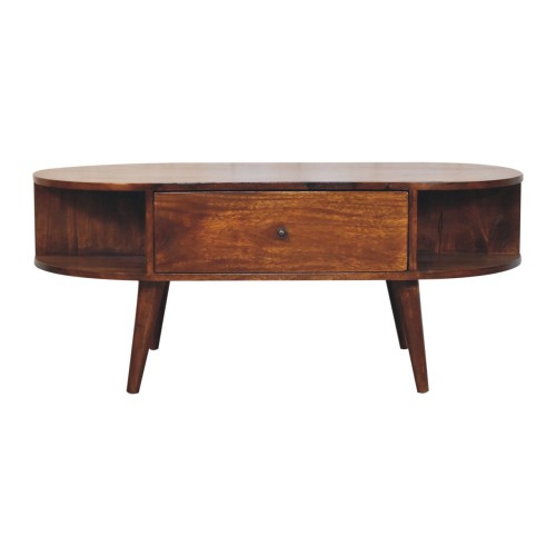 Chestnut Oval Coffee Table with 2 Drawers Chestnut Oval Coffee Table with 2 Drawers