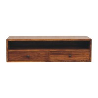 Lunar 2 Drawer Chestnut Wall Mounted Media Unit