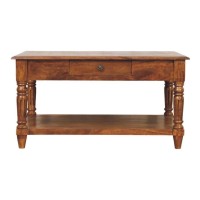 Turned Legs Chestnut 2 Drawer Coffee Table