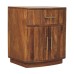 Solid Wood Curved Ribbed Bedside with Drawer